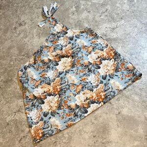 SHEIN Blue Floral Tie Strap Sleeveless Top